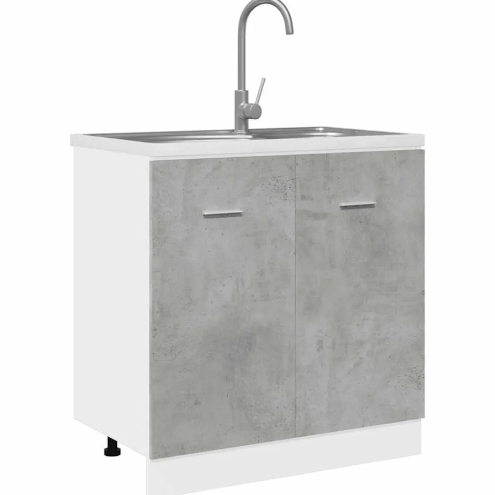 vidaXL Mueble bajo fregadero "Lyon" gris hormigón 80x46x81,5 cm madera de ingeniería Gris hormigón Outlet