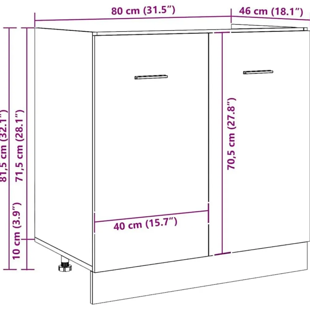 vidaXL Armarios Y Almacenamiento-Mueble bajo fregadero "Lyon" roble artesanal 80x46x81,5 cm madera de ingeniería