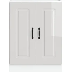 vidaXL Armarios Y Almacenamiento-Mueble bajo para fregadero Kalmar blanco brillo 60x46x81,5 cm