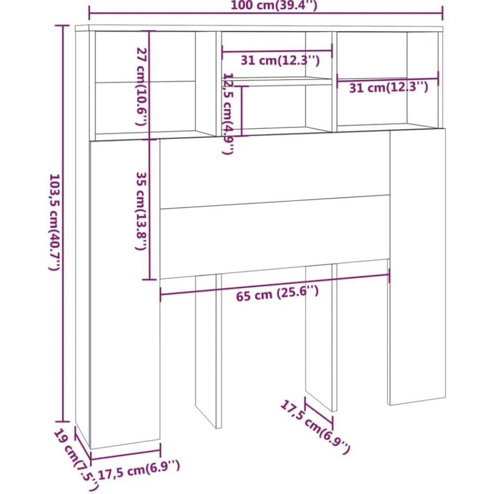 vidaXL Camas Y Accesorios-Mueble cabecero 100x19x103,5 cm