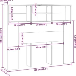 vidaXL Camas Y Accesorios-Mueble cabecero 120x19x103,5 cm