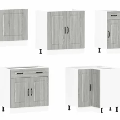 vidaXL Armarios Y Almacenamiento-Mueble cocina Kalmar sonoma gris 11 pzas madera contrachapada