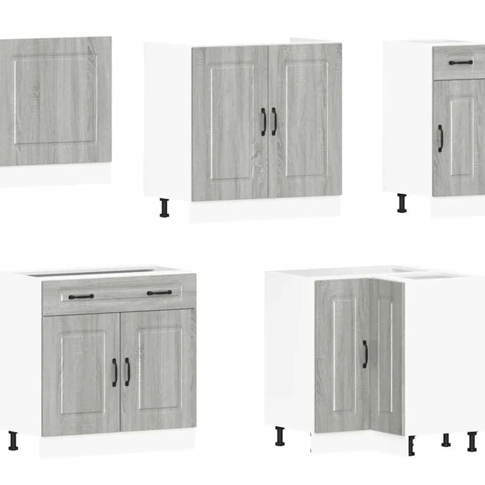 vidaXL Armarios Y Almacenamiento-Mueble cocina Kalmar sonoma gris 11 pzas madera contrachapada