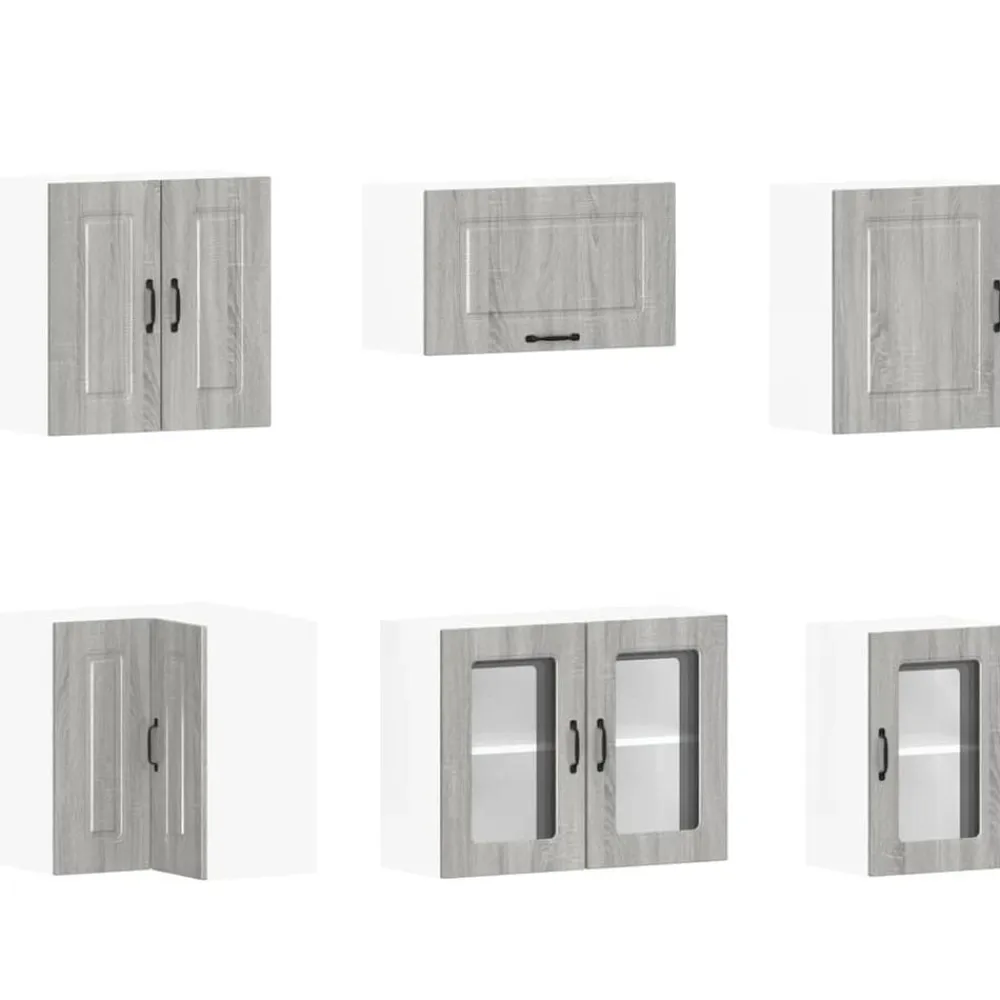 vidaXL Armarios Y Almacenamiento-Mueble cocina Kalmar sonoma gris 11 pzas madera contrachapada