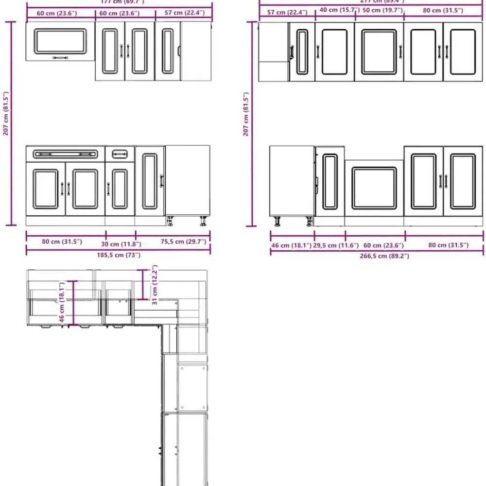 vidaXL Armarios Y Almacenamiento-Mueble cocina Kalmar sonoma gris 11 pzas madera contrachapada