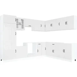 vidaXL Mueble cocina Lucca blanco brillo 14 pzas madera contrachapada Blanco brillante Discount