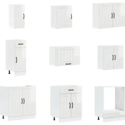 vidaXL Mueble cocina Lucca blanco brillo 14 pzas madera contrachapada Blanco brillante Discount