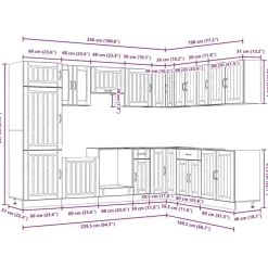 vidaXL Mueble cocina Lucca blanco brillo 14 pzas madera contrachapada Blanco brillante Discount