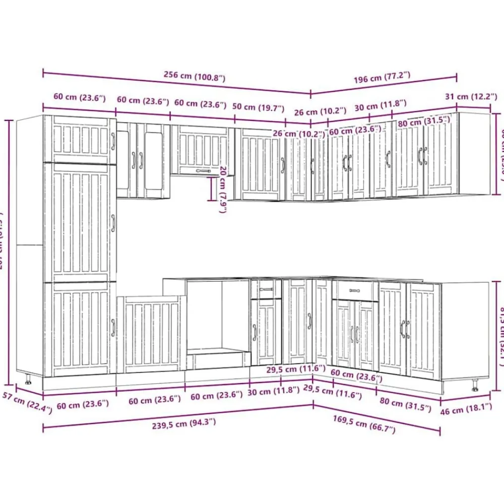 vidaXL Mueble cocina Lucca blanco brillo 14 pzas madera contrachapada Blanco brillante Discount