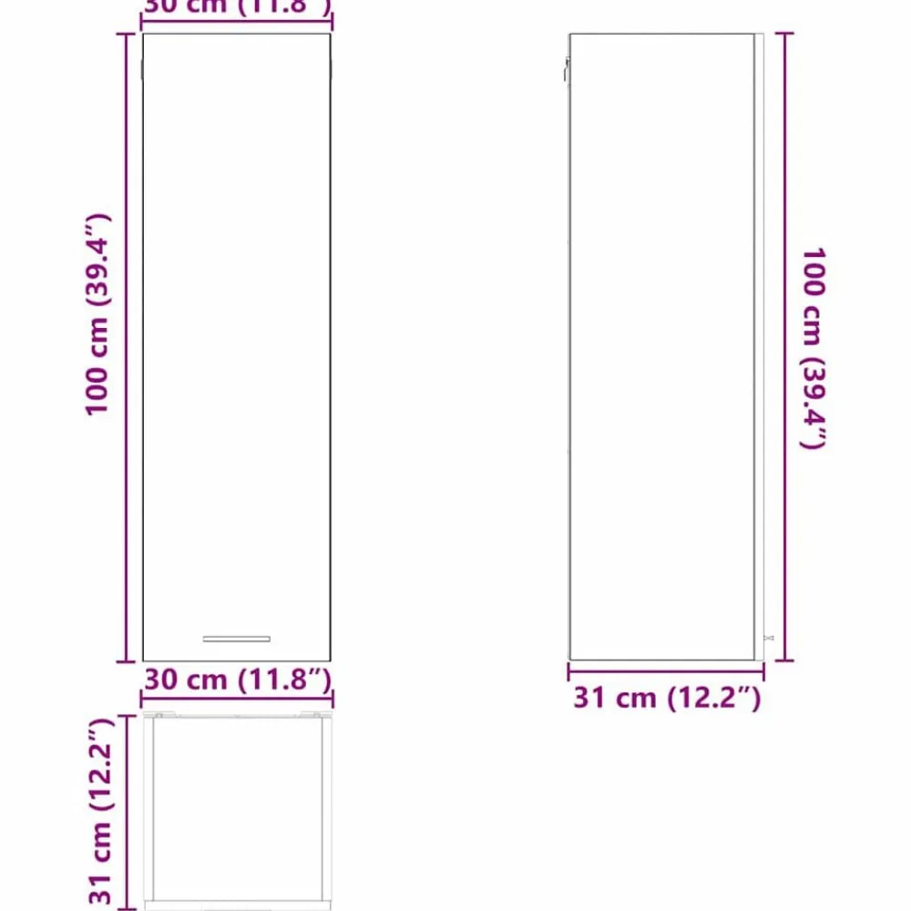 vidaXL Armarios Y Almacenamiento-Mueble colgante 30 x 31 x 100 cm Madera de ingeniería