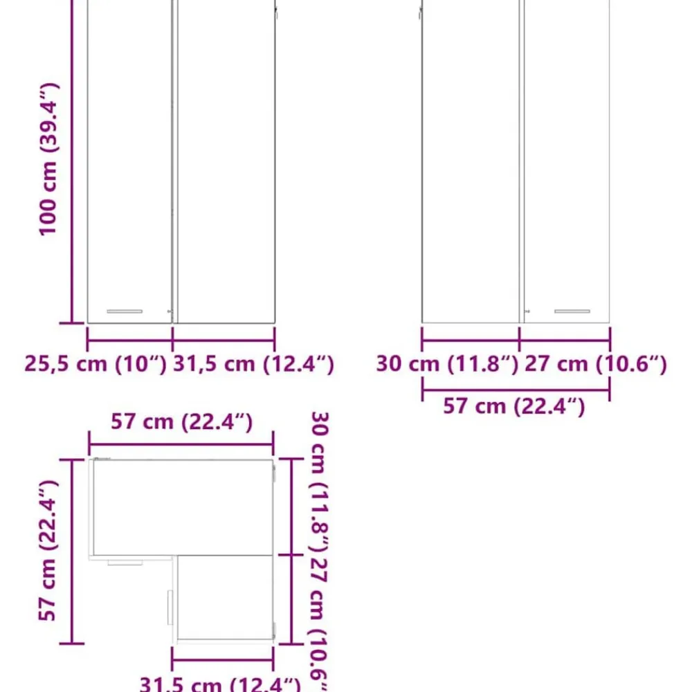 vidaXL Armarios Y Almacenamiento-Mueble colgante con puerta y 57 x 57 x 100 cm