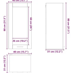 vidaXL Armarios Y Almacenamiento-Mueble colgante con almacenamiento Madera vieja 40 x 31 x 80 cm