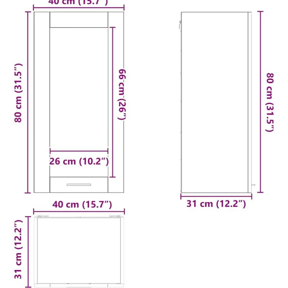 vidaXL Armarios Y Almacenamiento-Mueble colgante con almacenamiento Madera vieja 40 x 31 x 80 cm