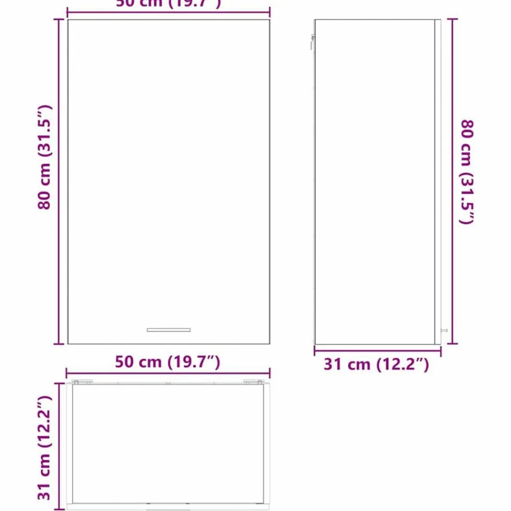 vidaXL Armarios Y Almacenamiento-Mueble colgante con puerta 50 x 31 x 80 cm Madera de ingeniería