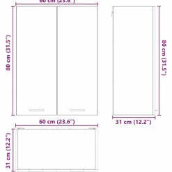 vidaXL Mueble colgante con puerta 60 x 31 x 80 cm Roble ahumado Discount