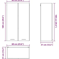 vidaXL Mueble colgante con puerta Roble Sonoma 60 x 31 x 100 cm Madera reciclada Discount