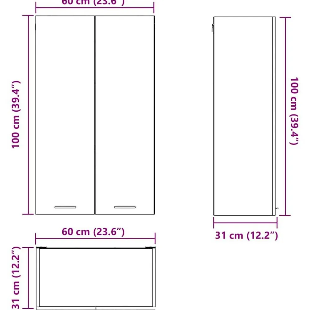 vidaXL Mueble colgante con puerta Roble Sonoma 60 x 31 x 100 cm Madera reciclada Discount