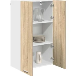 vidaXL Mueble colgante con puerta Roble Sonoma 60 x 31 x 100 cm Madera reciclada Discount