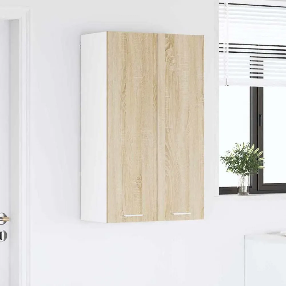 vidaXL Mueble colgante con puerta Roble Sonoma 60 x 31 x 100 cm Madera reciclada Discount