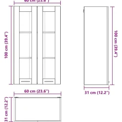 vidaXL Mueble colgante con almacenamiento 60 x 31 x 100 cm Gris sonoma Sale