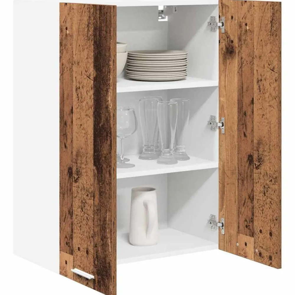 vidaXL Mueble colgante con almacenamiento Madera vieja 60 x 31 x 80 cm Madera envejecida Outlet