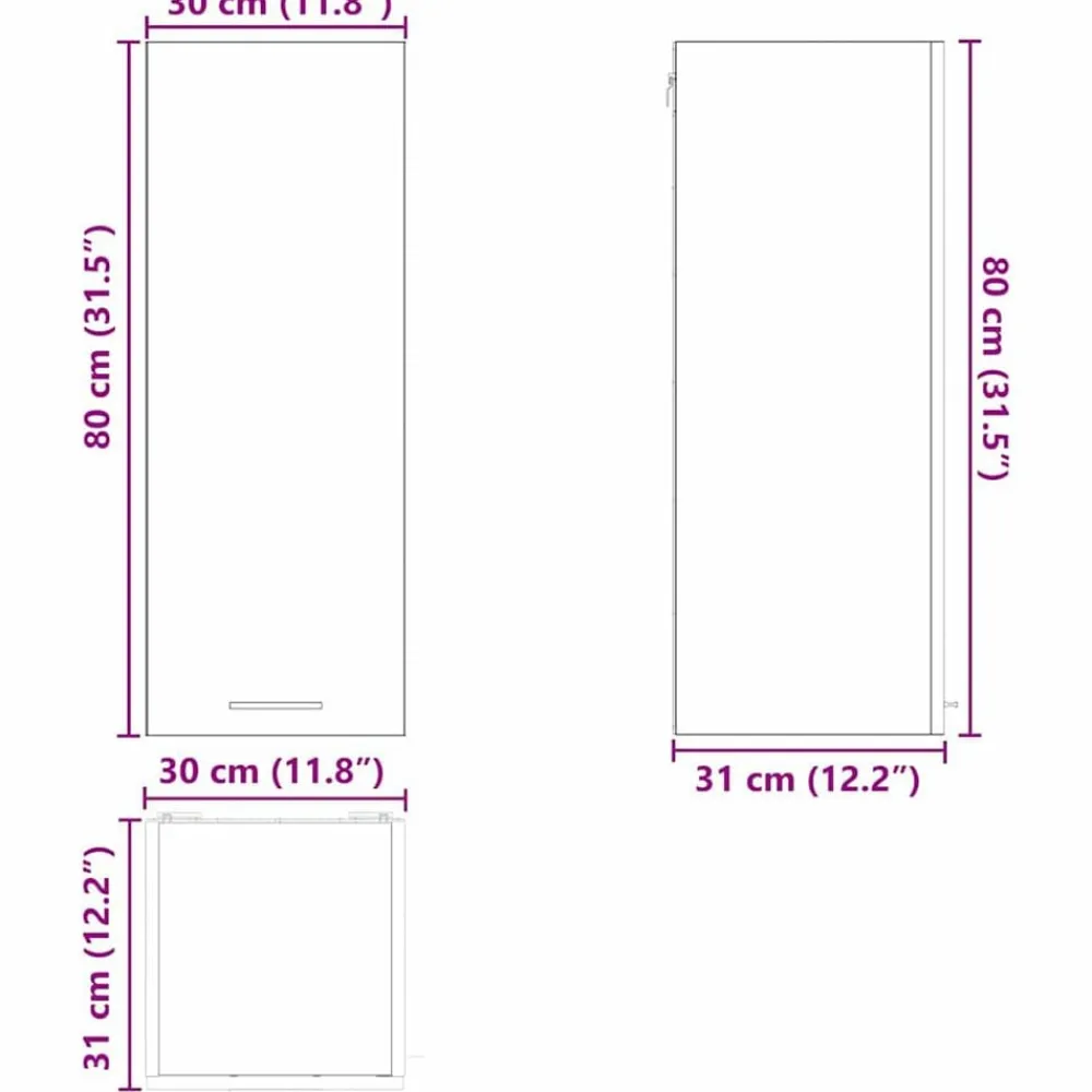 vidaXL Mueble colgante con puerta Roble Sonoma y 30 x 31 x 80 cm Madera reciclada Hot