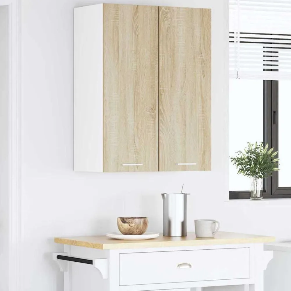 vidaXL Mueble colgante con puerta Roble Sonoma y 30 x 31 x 80 cm Madera reciclada Hot