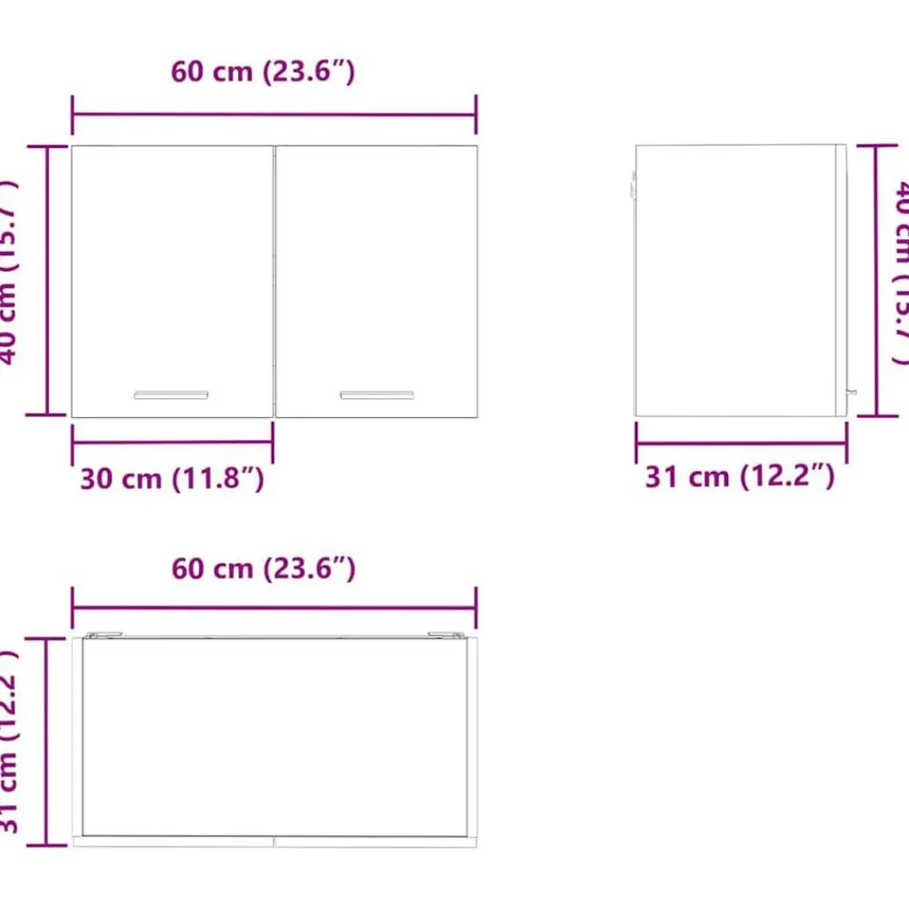 vidaXL Armarios Y Almacenamiento-Mueble colgante con puerta y 60 x 31 x 40 cm