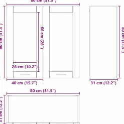 vidaXL Mueble colgante con almacenamiento Roble Sonoma 80 x 31 x 80 cm Madera reciclada