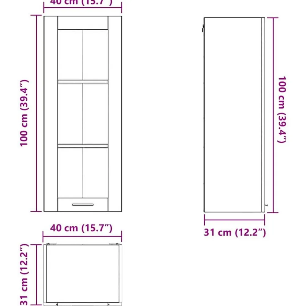 vidaXL Mueble colgante con puerta 40 x 31 x 100 cm Gris concreto Outlet