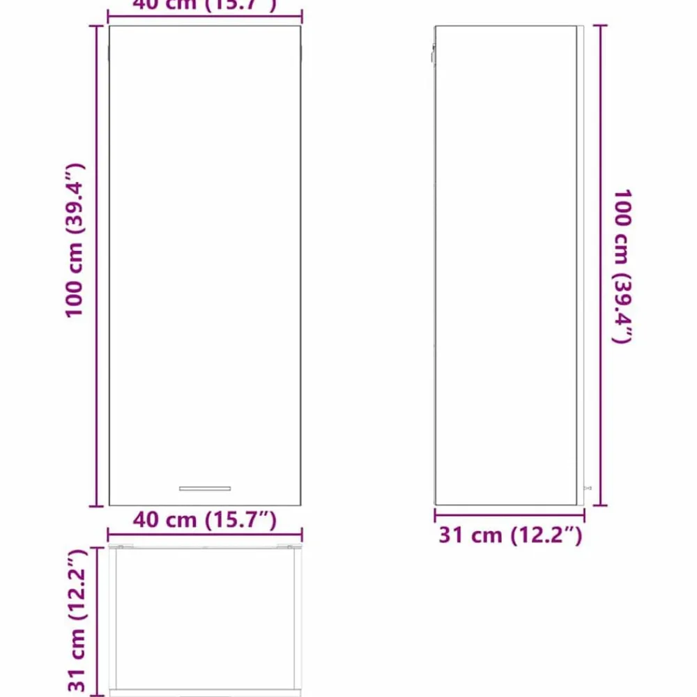 vidaXL Armarios Y Almacenamiento-Mueble colgante con puerta Roble Sonoma 40 x 31 x 100 cm
