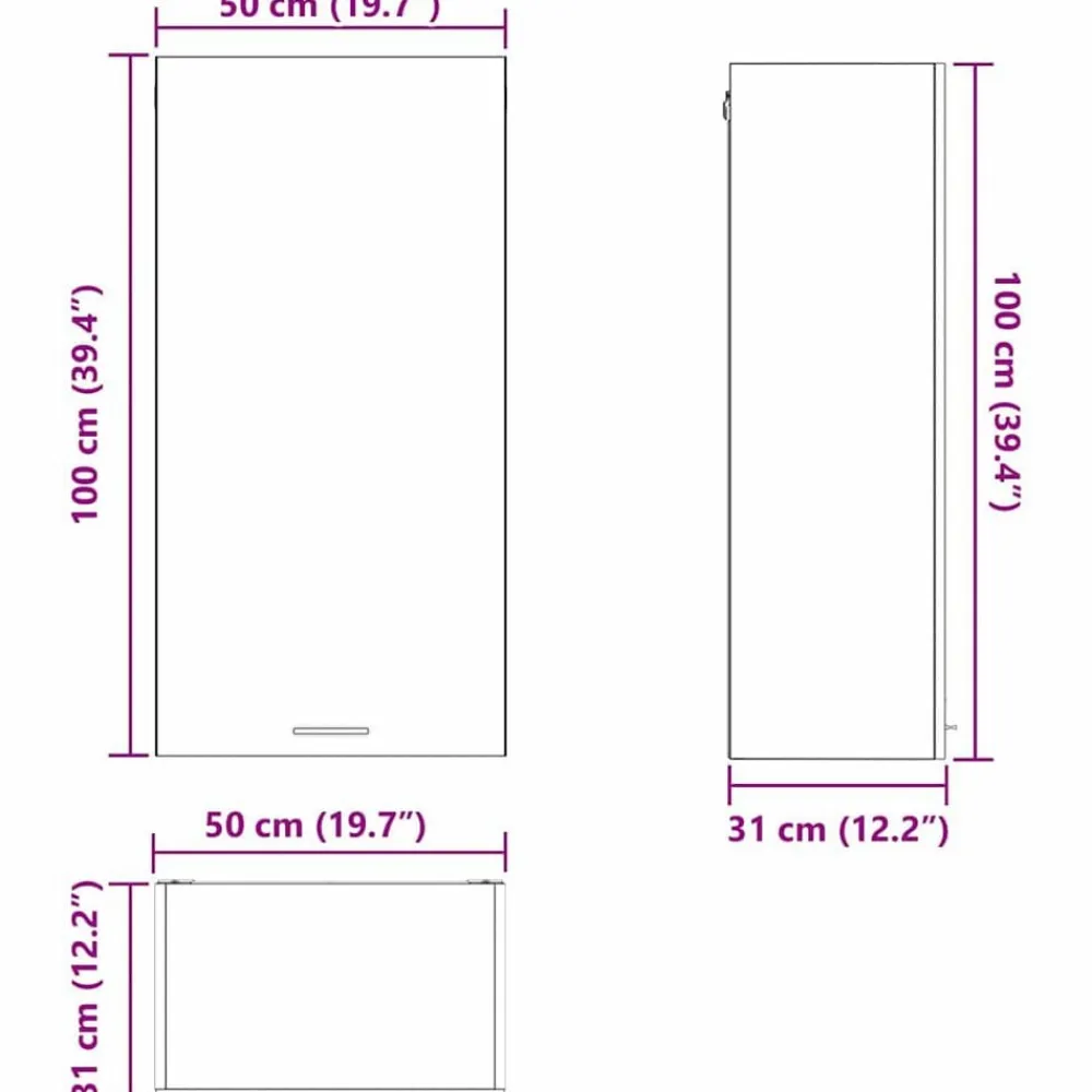 vidaXL Armarios Y Almacenamiento-Mueble colgante con puerta y 50 x 31 x 100 cm