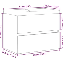 vidaXL Armarios Y Almacenamiento-Mueble con lavabo integrado madera envejecida
