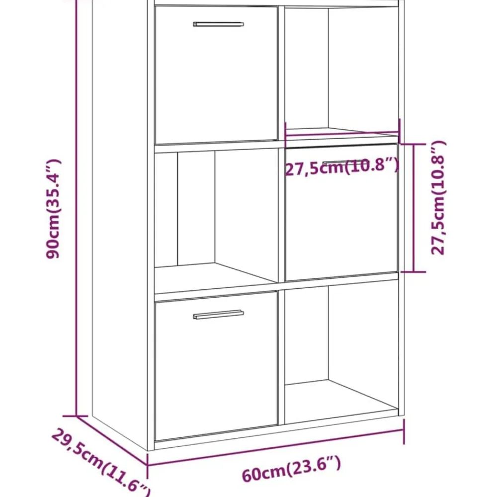 vidaXL Mueble de almacenaje 60x29,5x90 cm Roble ahumado Hot