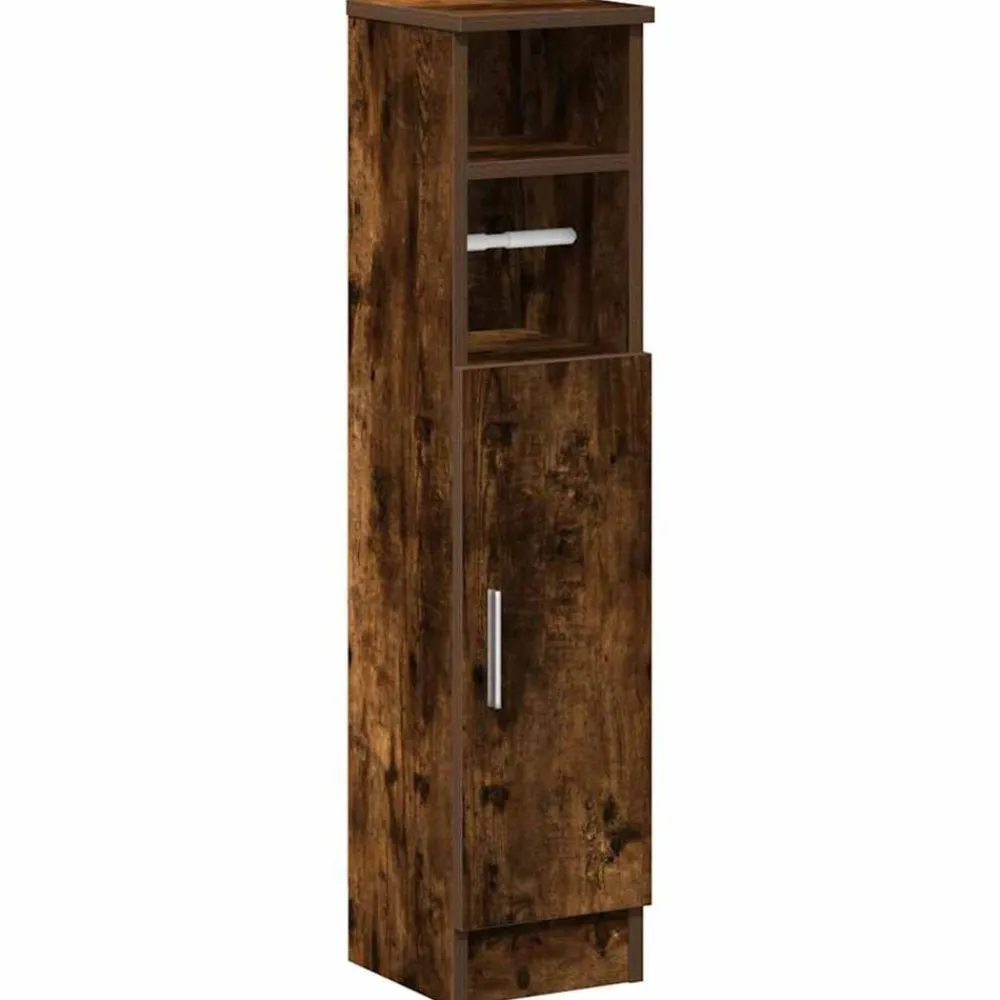 vidaXL Mueble de baño con portarrollos 20,5x22x90 cm Roble ahumado Discount