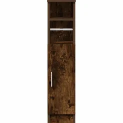 vidaXL Mueble de baño con portarrollos 20,5x22x90 cm Roble ahumado Discount