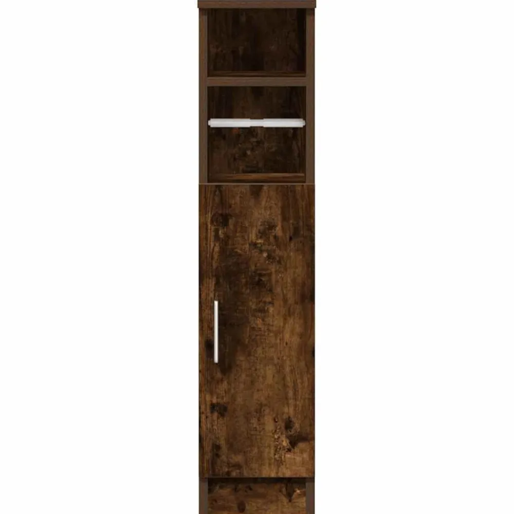 vidaXL Mueble de baño con portarrollos 20,5x22x90 cm Roble ahumado Discount