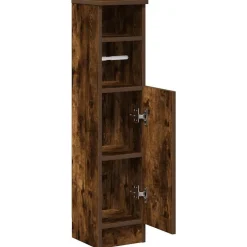 vidaXL Mueble de baño con portarrollos 20,5x22x90 cm Roble ahumado Discount