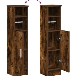 vidaXL Mueble de baño con portarrollos 20,5x22x90 cm Roble ahumado Discount