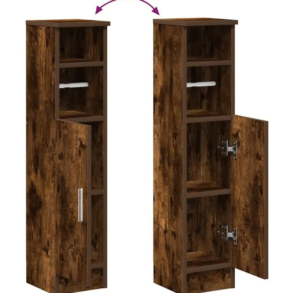vidaXL Mueble de baño con portarrollos 20,5x22x90 cm Roble ahumado Discount