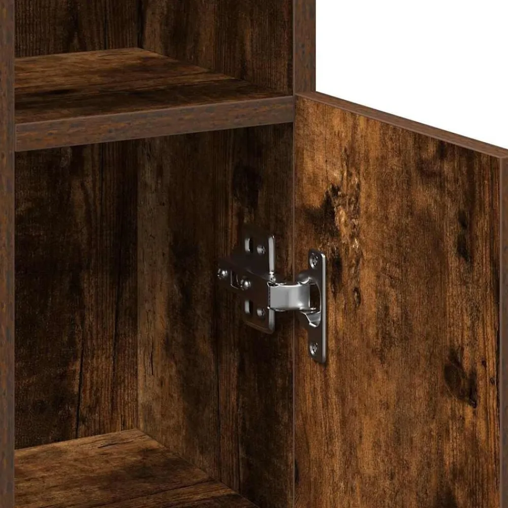 vidaXL Mueble de baño con portarrollos 20,5x22x90 cm Roble ahumado Discount