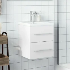 vidaXL Mueble de baño con lavabo integrado Blanco Clearance