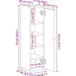 vidaXL Mueble de baño con portarrollos 20,5x22x72 cm Roble Sonoma Best