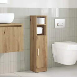 vidaXL Mueble de baño con portarrollos 20,5x22x90 cm Roble artisan Outlet