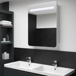 vidaXL Armarios Y Almacenamiento-Mueble de baño con espejo LED 60x11x80 cm