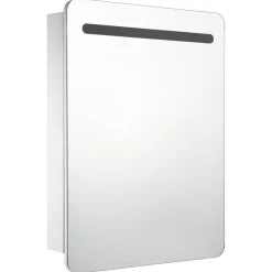 vidaXL Armarios Y Almacenamiento-Mueble de baño con espejo LED 60x11x80 cm