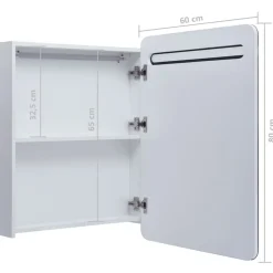 vidaXL Armarios Y Almacenamiento-Mueble de baño con espejo LED 60x11x80 cm