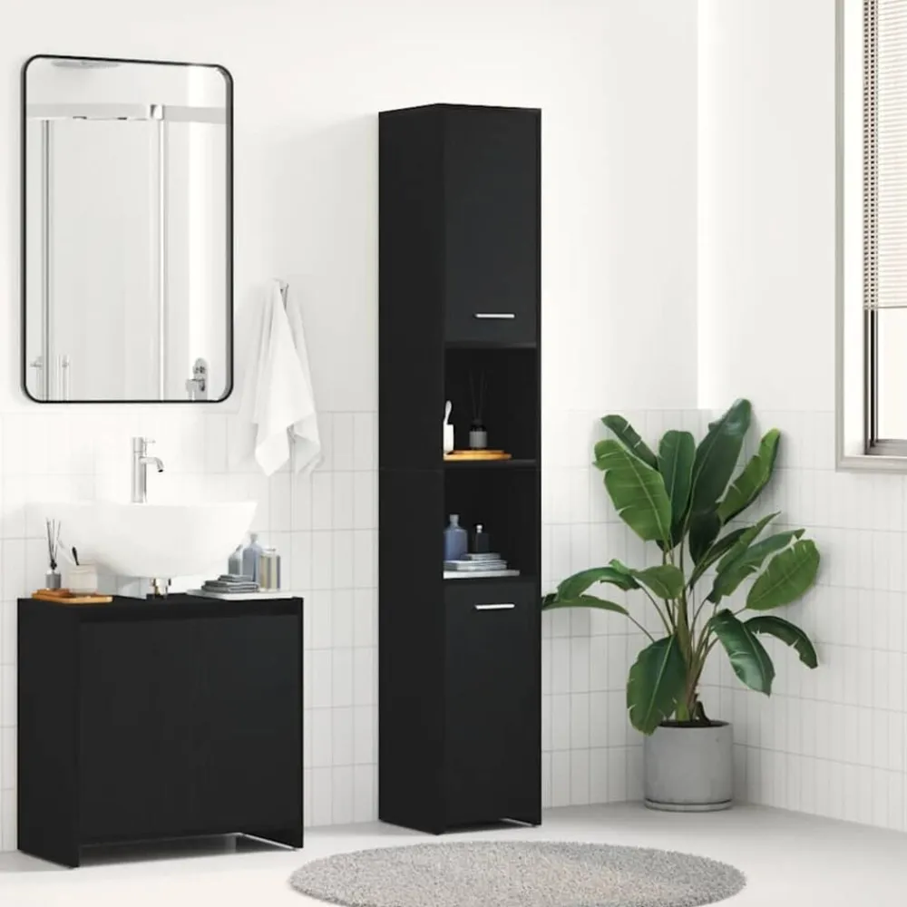 vidaXL Conjuntos De Muebles-Mueble de baño de madera de 30x30x183,5 cm