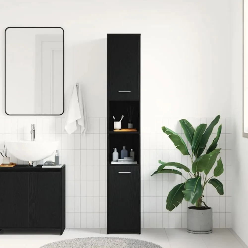 vidaXL Conjuntos De Muebles-Mueble de baño de madera de 30x30x183,5 cm