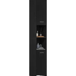vidaXL Conjuntos De Muebles-Mueble de baño de madera de 30x30x183,5 cm